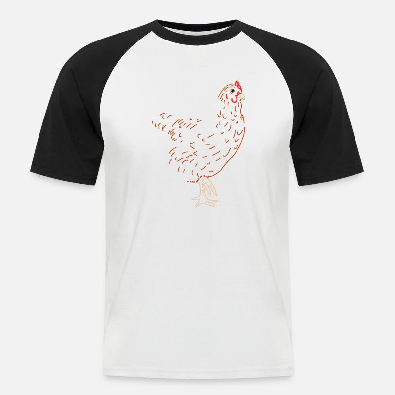 Hahn oder Henne - Männer Baseball-T-Shirt - Weiß/Schwarz