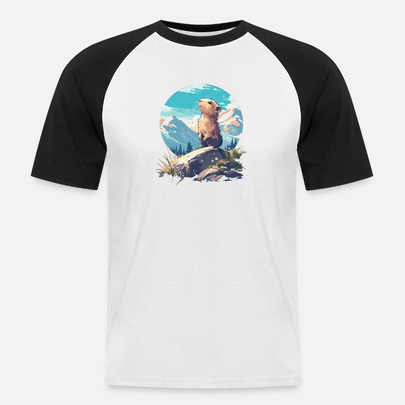 Lemminge Lemming - Männer Baseball-T-Shirt - Weiß/Schwarz