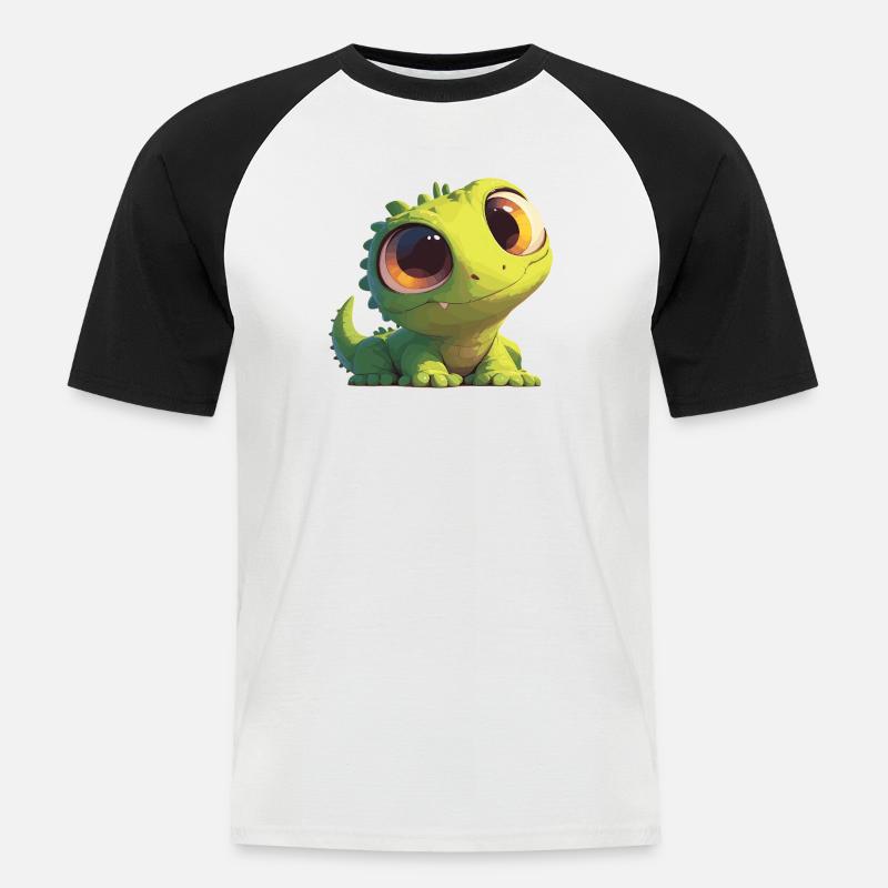 Eidechsen Eidechse - Männer Baseball-T-Shirt - Weiß/Schwarz
