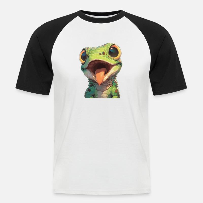 Eidechsen Eidechse - Männer Baseball-T-Shirt - Weiß/Schwarz