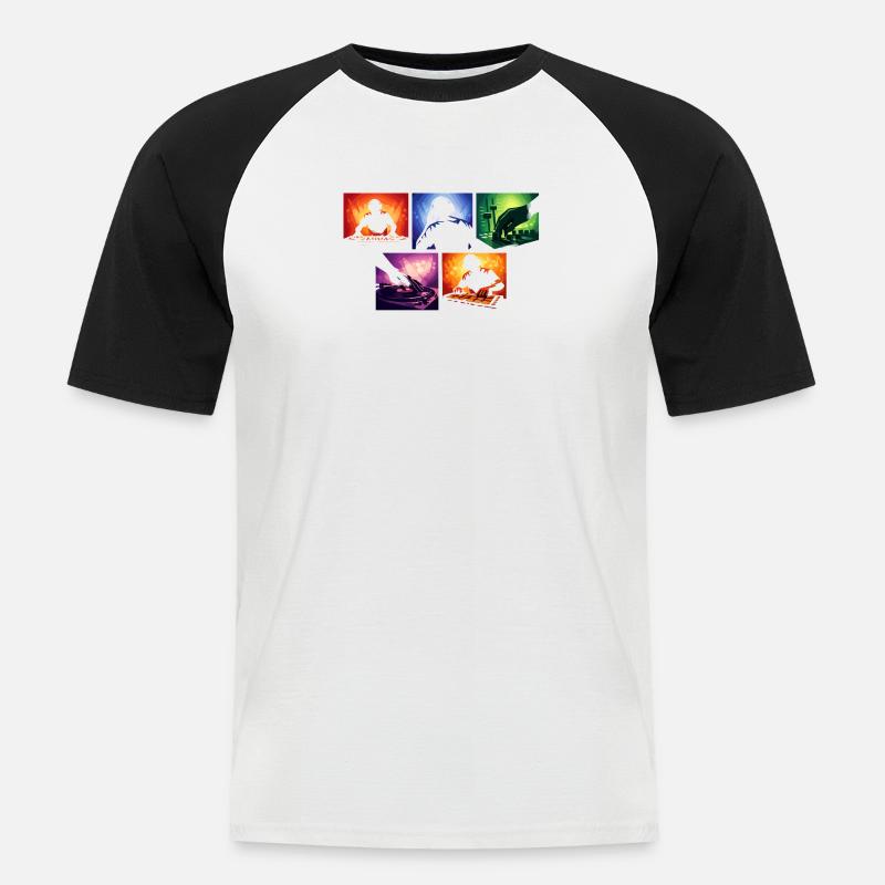 Schallwellen DJ-Set Farbexplosion - Männer Baseball-T-Shirt - Weiß/Schwarz