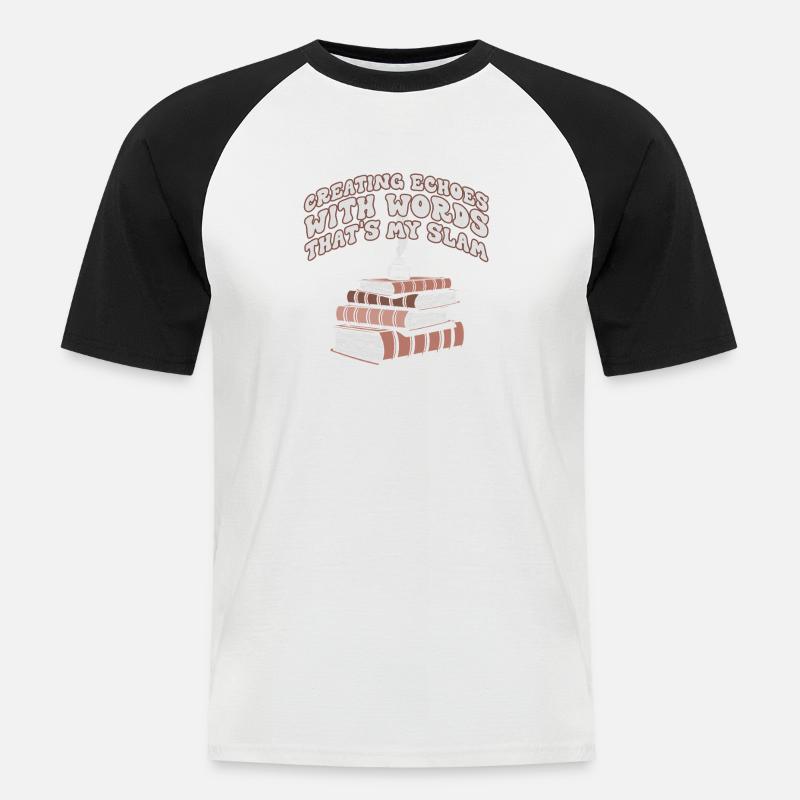 Echos durch Worte Slam-Stack - Männer Baseball-T-Shirt - Weiß/Schwarz