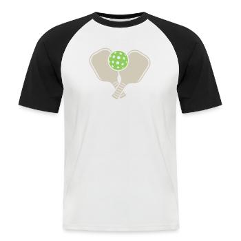 Pickleball - T-shirt baseball manches courtes Homme - blanc/noir - Devant - Nik (191cm)