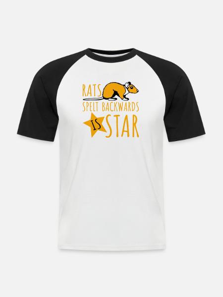 Rats Spelt Backwards Is Star Lustiger Ratte Spruch - Men's Baseball T-Shirt - white/black