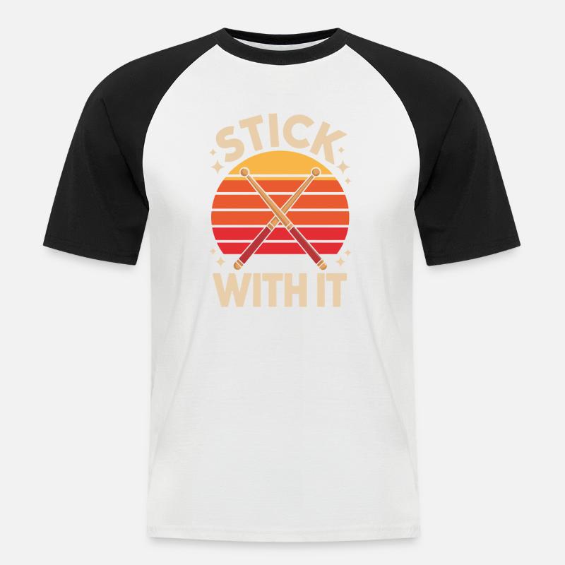 Reste persévérant batteur qui dit rétro - T-shirt baseball manches courtes Homme - blanc/noir