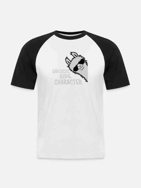 Llama Alpaca Sarcastic Side Character Sarcastic - Men's Baseball T-Shirt - white/black