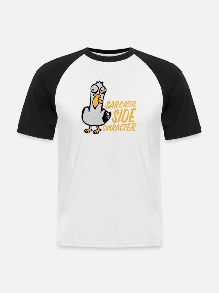 Crazy Seagull Sarcastic Side Character Funny - Men's Baseball T-Shirt - white/black