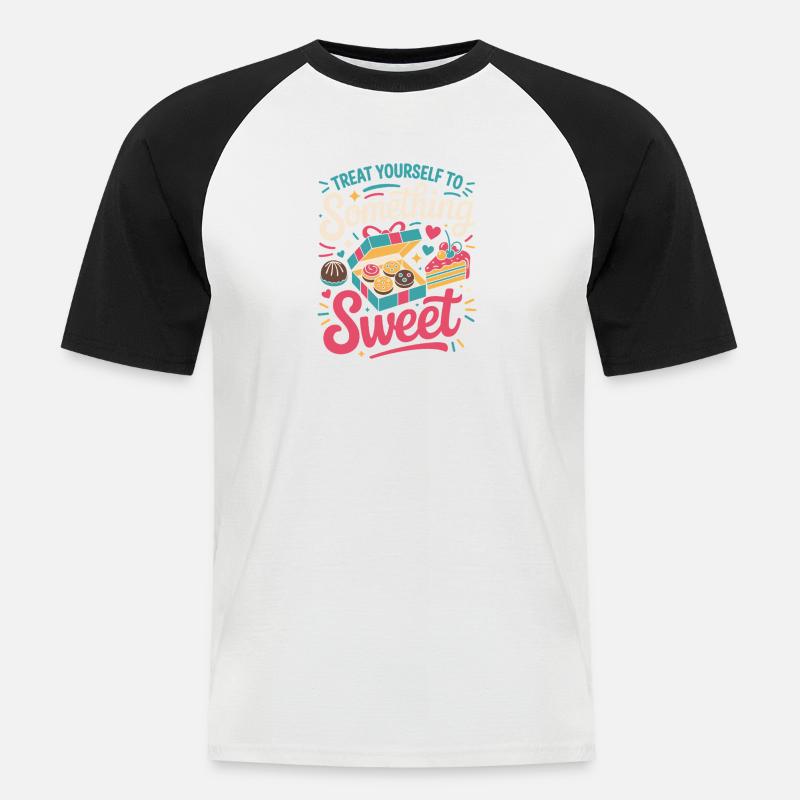 Design della scatola premio dolce - Maglia da baseball a manica corta da uomo - bianco/nero