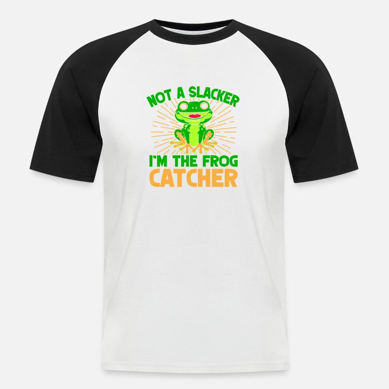 Frog Catcher Not A Slacker Frog - Männer Baseball-T-Shirt - Weiß/Schwarz