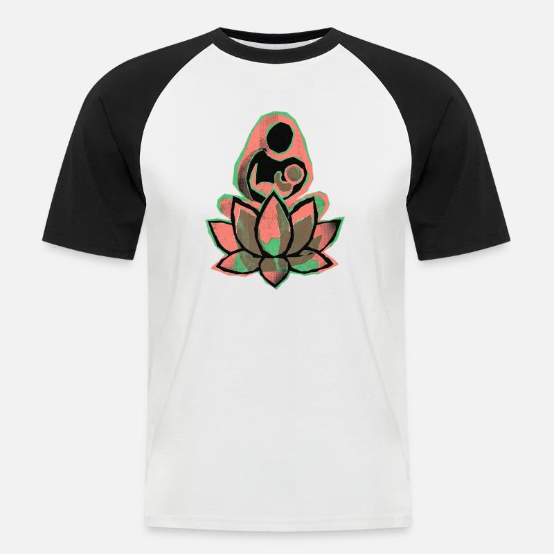Mutter Kind Yoga - Männer Baseball-T-Shirt - Weiß/Schwarz