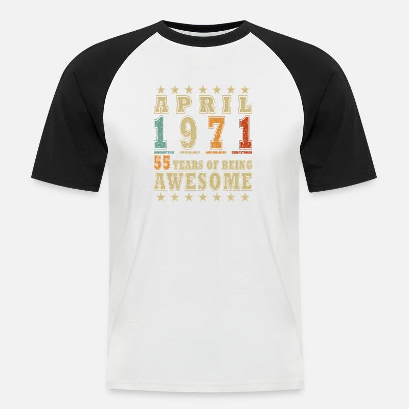 Jubilee year April 1971 - Men's Baseball T-Shirt - white/black
