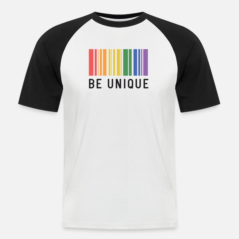 LGBT-Pride-Monat – Sei einzigartig - Männer Baseball-T-Shirt - Weiß/Schwarz