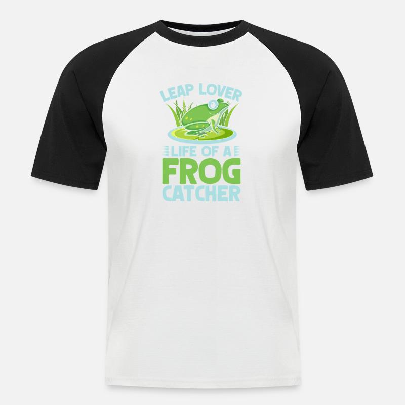 Frog Catcher Leap Lover Frog - Männer Baseball-T-Shirt - Weiß/Schwarz