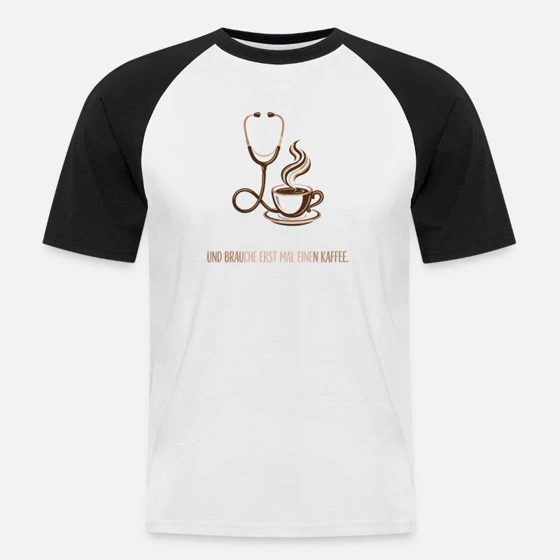 Hebamme, Kaffee, Beruf, Stolz - Männer Baseball-T-Shirt - Weiß/Schwarz