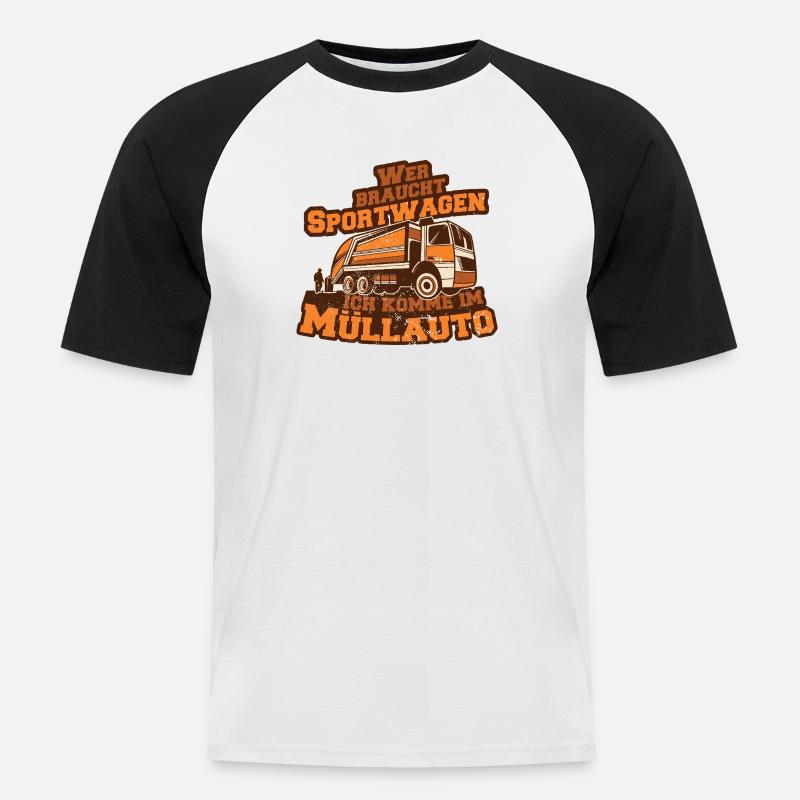 Müllauto Spruch - Männer Baseball-T-Shirt - Weiß/Schwarz