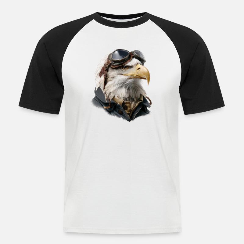 Adler Pilot - Männer Baseball-T-Shirt - Weiß/Schwarz