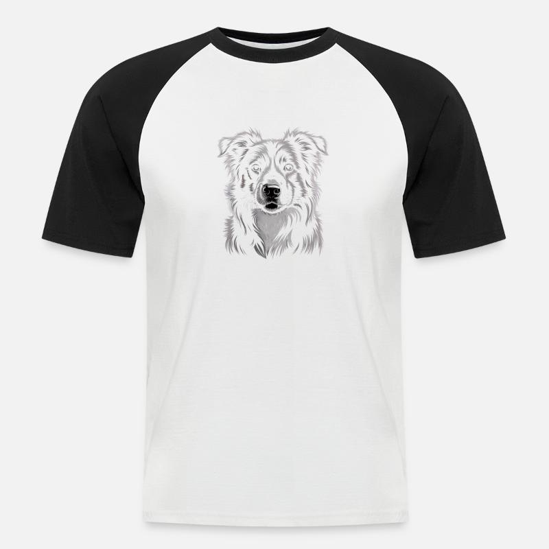 Boder Collie - Männer Baseball-T-Shirt - Weiß/Schwarz
