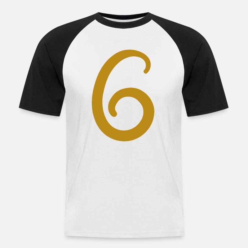 6 - Männer Baseball-T-Shirt - Weiß/Schwarz