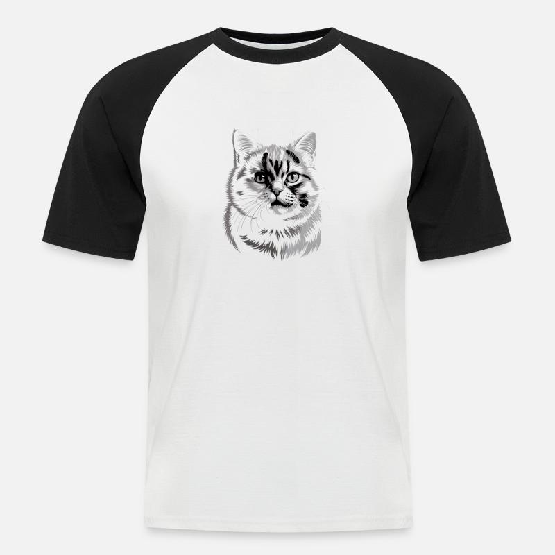 Britisch Kurzhaar BKH - Männer Baseball-T-Shirt - Weiß/Schwarz