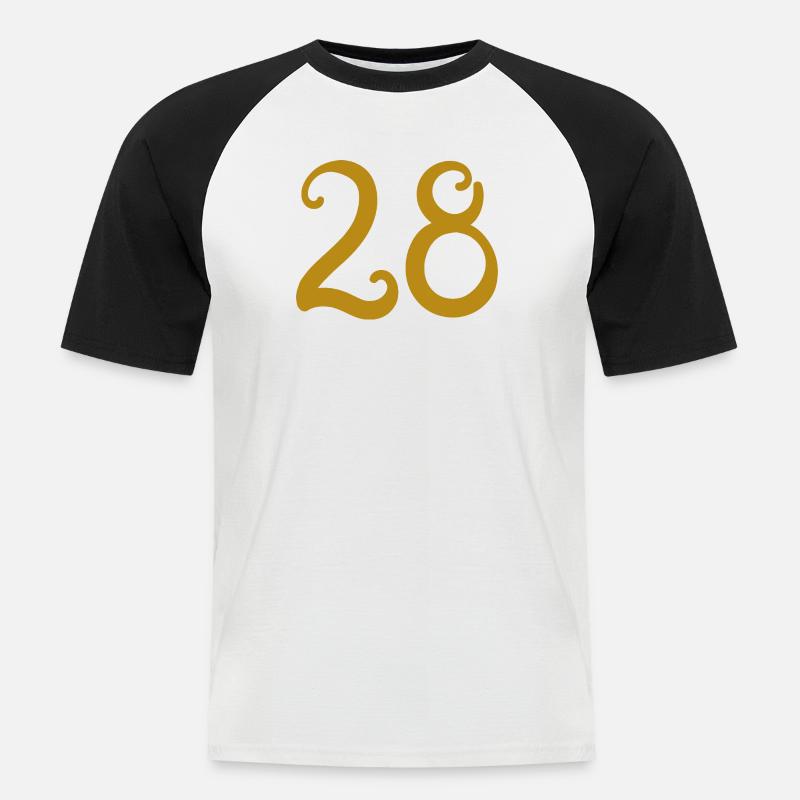 28 - Männer Baseball-T-Shirt - Weiß/Schwarz