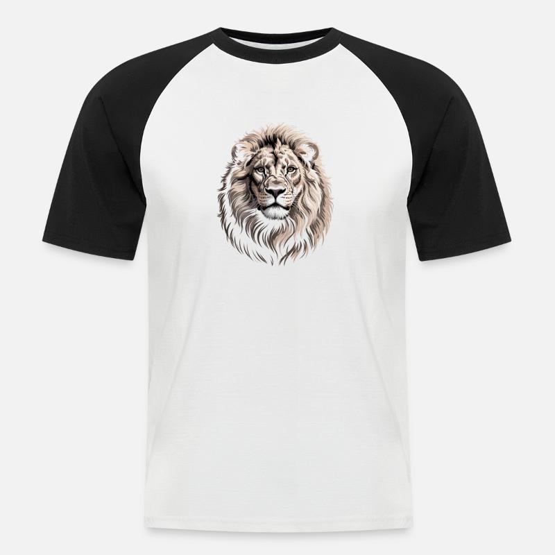 Löwe - Männer Baseball-T-Shirt - Weiß/Schwarz