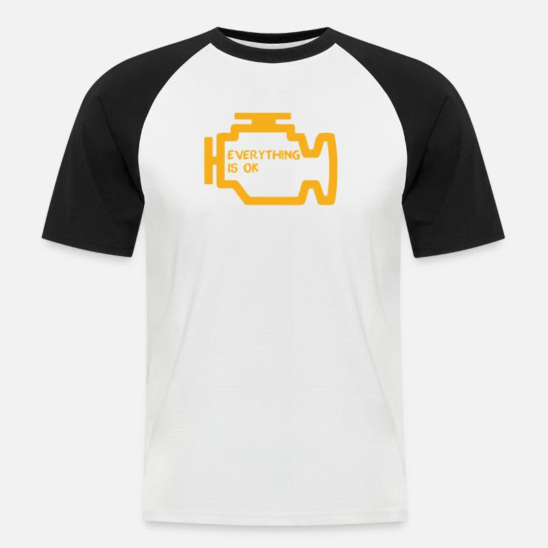 Check Engine Light - Men's Baseball T-Shirt - white/black