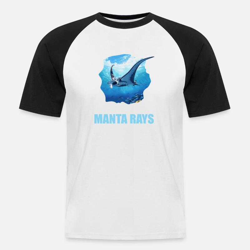 Rochen Mantarochen - Männer Baseball-T-Shirt - Weiß/Schwarz