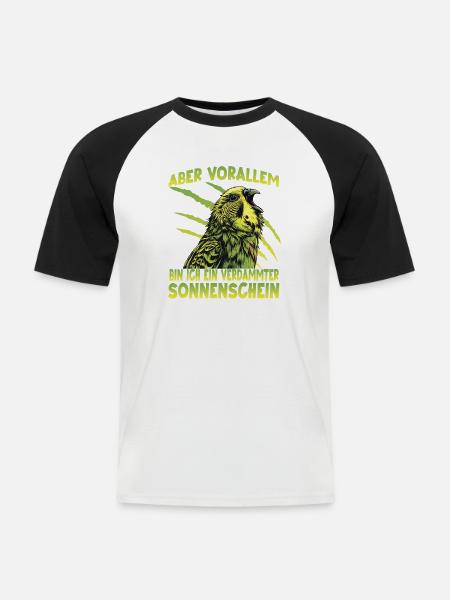 Budgie Wellensittich Australischer Sittich Budgie - Männer Baseball-T-Shirt - Weiß/Schwarz