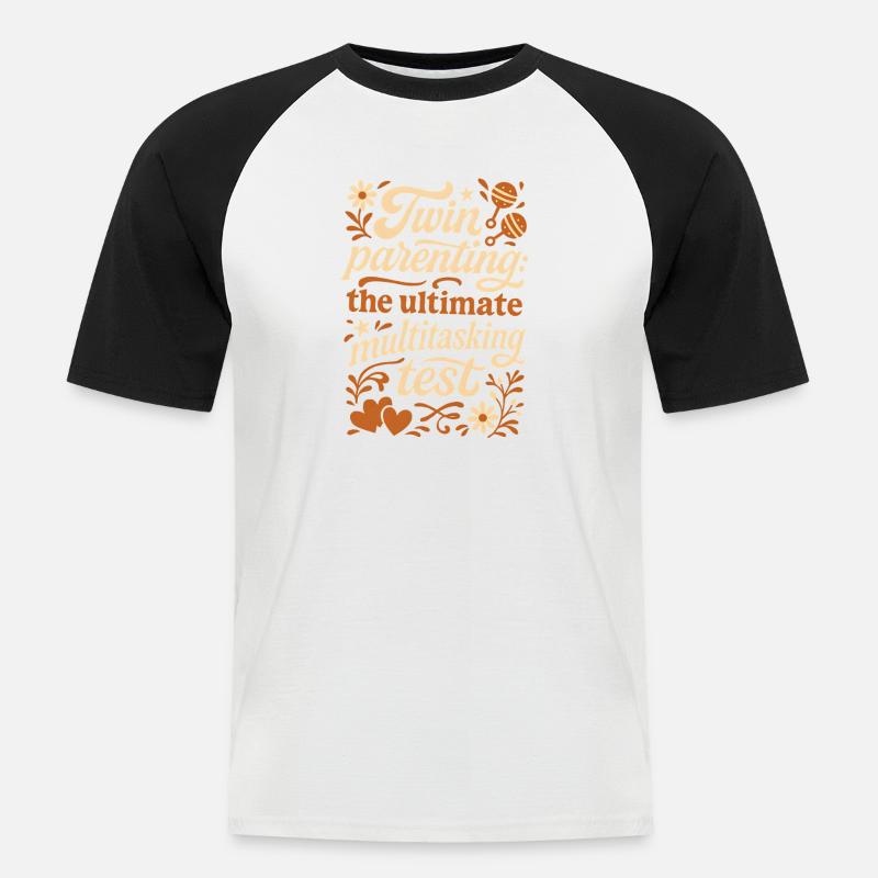 Twin Parents | Multitasking Test - Men's Baseball T-Shirt - white/black