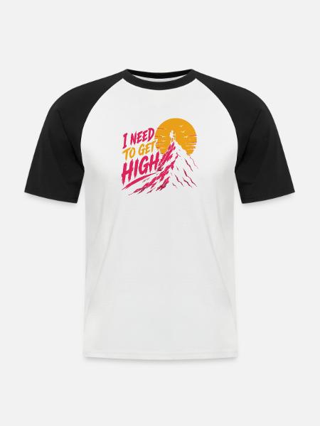 Bergwander-Abenteuer – Ich muss hoch hinein - Männer Baseball-T-Shirt - Weiß/Schwarz