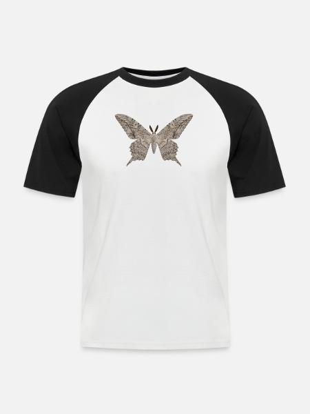 Weiße Hexenmotte Thysania agrippina - Männer Baseball-T-Shirt - Weiß/Schwarz