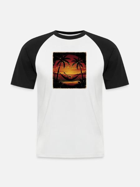 Christmas Beach - Männer Baseball-T-Shirt - Weiß/Schwarz