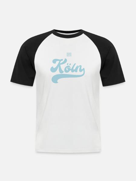 Dein Köln im retro Style - Männer Baseball-T-Shirt - Weiß/Schwarz