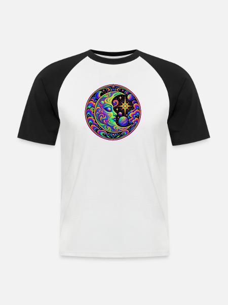 Mond - Männer Baseball-T-Shirt - Weiß/Schwarz