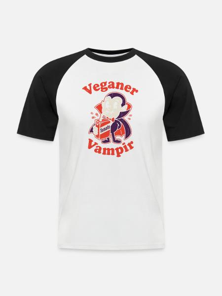 Veganer Vampir - Männer Baseball-T-Shirt - Weiß/Schwarz