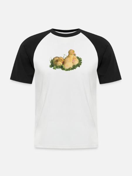 Entenküken - Männer Baseball-T-Shirt - Weiß/Schwarz