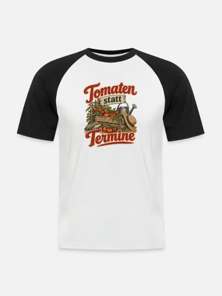 Tomaten statt Termine Tomatengärtner - Männer Baseball-T-Shirt - Weiß/Schwarz