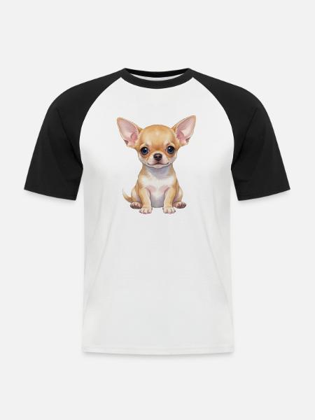 Chihuahua Welpe Hundebaby Geschenkidee - Männer Baseball-T-Shirt - Weiß/Schwarz