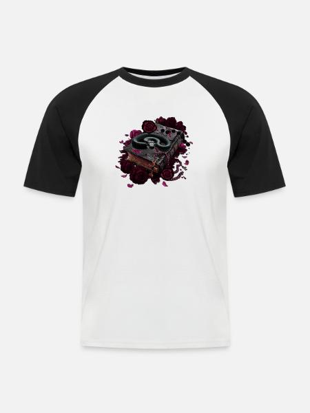 Gothic Academia Schlange Buch T-Shirt - Männer Baseball-T-Shirt - Weiß/Schwarz