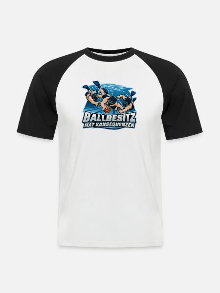 Unterwasser Ballbesitz Trio - Männer Baseball-T-Shirt - Weiß/Schwarz