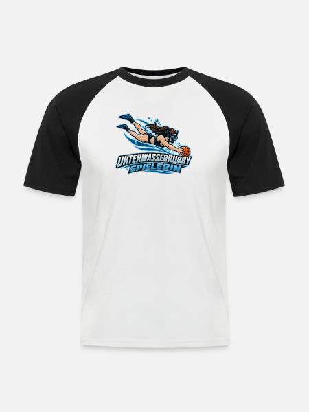 Unterwasserrugby Spielerin Illustration - Männer Baseball-T-Shirt - Weiß/Schwarz