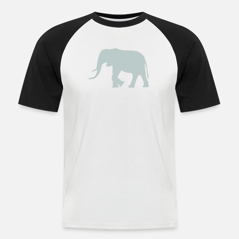 Elefant - Männer Baseball-T-Shirt - Weiß/Schwarz