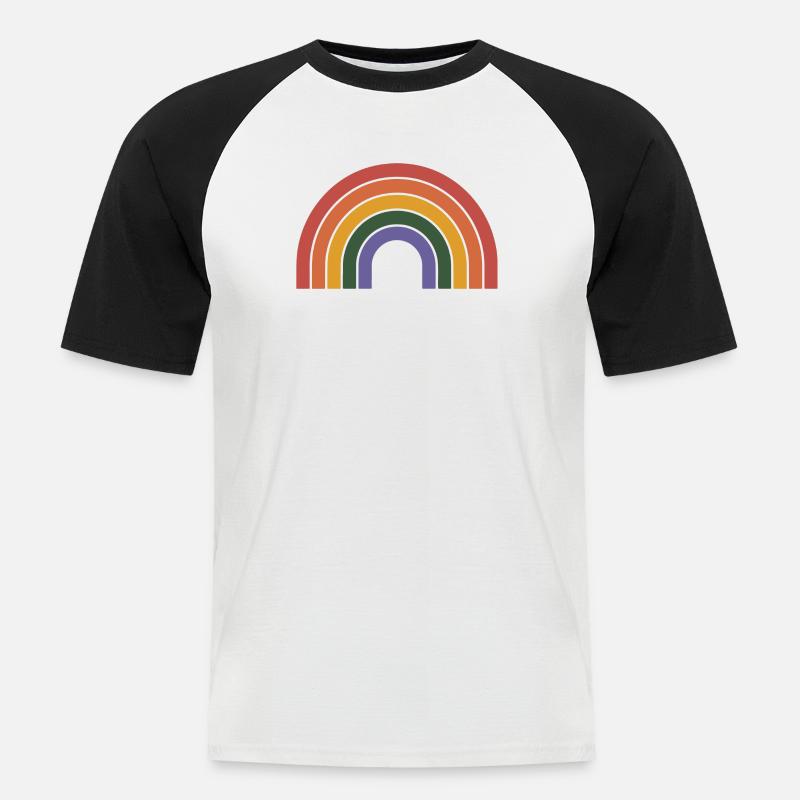 Retro Regenbogen Bogen Druck - Männer Baseball-T-Shirt - Weiß/Schwarz