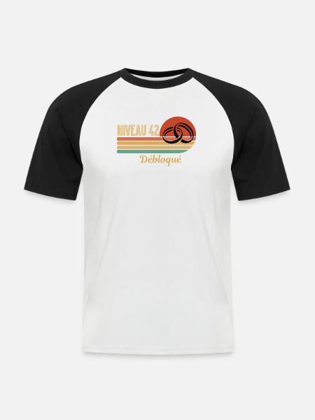 Muttmutter-Hochzeit – 42 Jahre Ehe - Männer Baseball-T-Shirt - Weiß/Schwarz