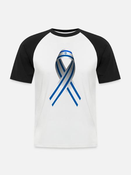 Israel Schleife Friedenszeichen Flagge - Männer Baseball-T-Shirt - Weiß/Schwarz