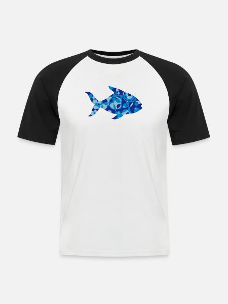 Fisk former og mønstre - Kortærmet herre-baseballshirt - hvid/sort