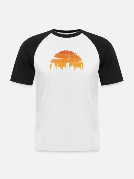 Sunset City Silhouette - Men's Baseball T-Shirt - white/black