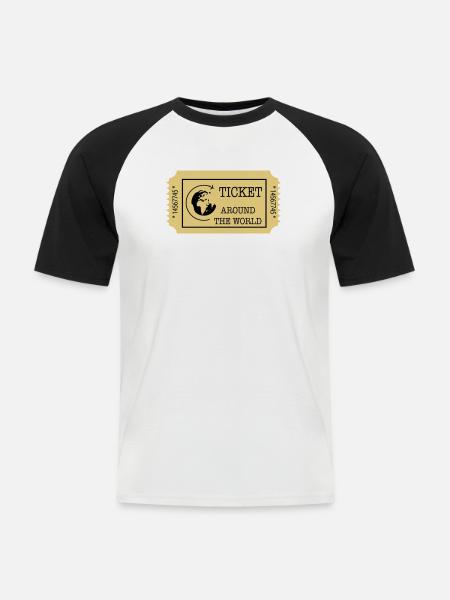 Around the World Ticket - Men's Baseball T-Shirt - white/black