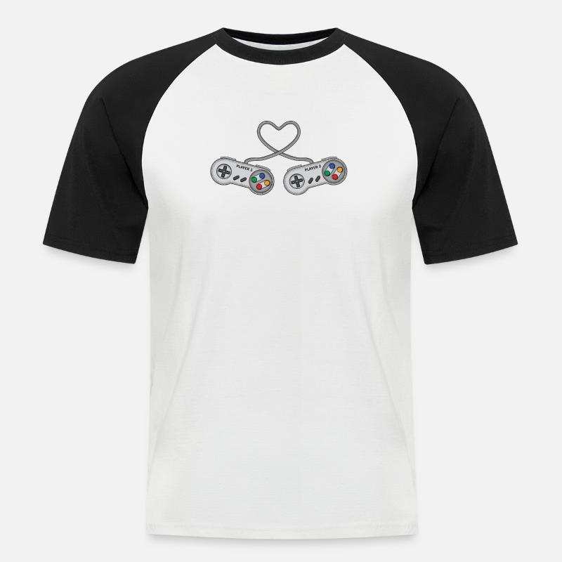 DreamTeam Controller A Gaming Game Konsole - Männer Baseball-T-Shirt - Weiß/Schwarz