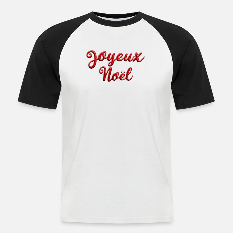 Joyeux Noël Script Rouge - T-shirt baseball manches courtes Homme - blanc/noir